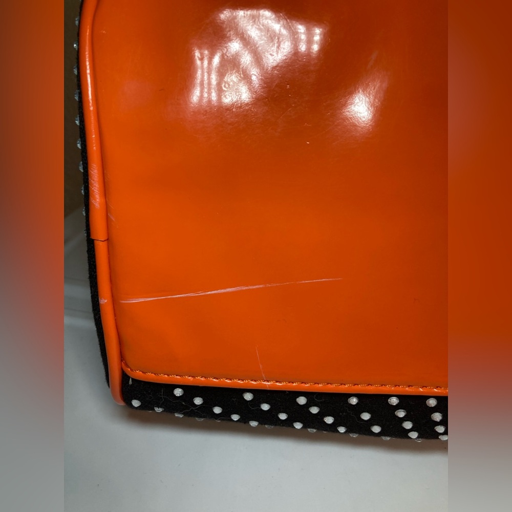 Studded Skull Satchel Handbag - Orange and Black by Lany by You - Picture 10 of 12